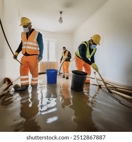 Restoration crew working on water extraction